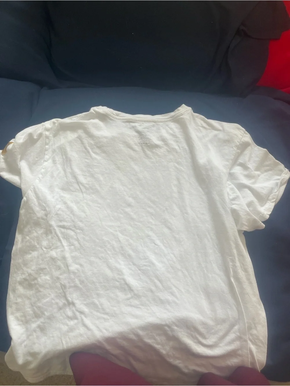 True Religion White Short-Sleeve Tee with Gold Sleeve Accent